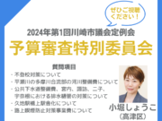2024年第一回川崎市議会定例会、予算審査特別委員会での質問